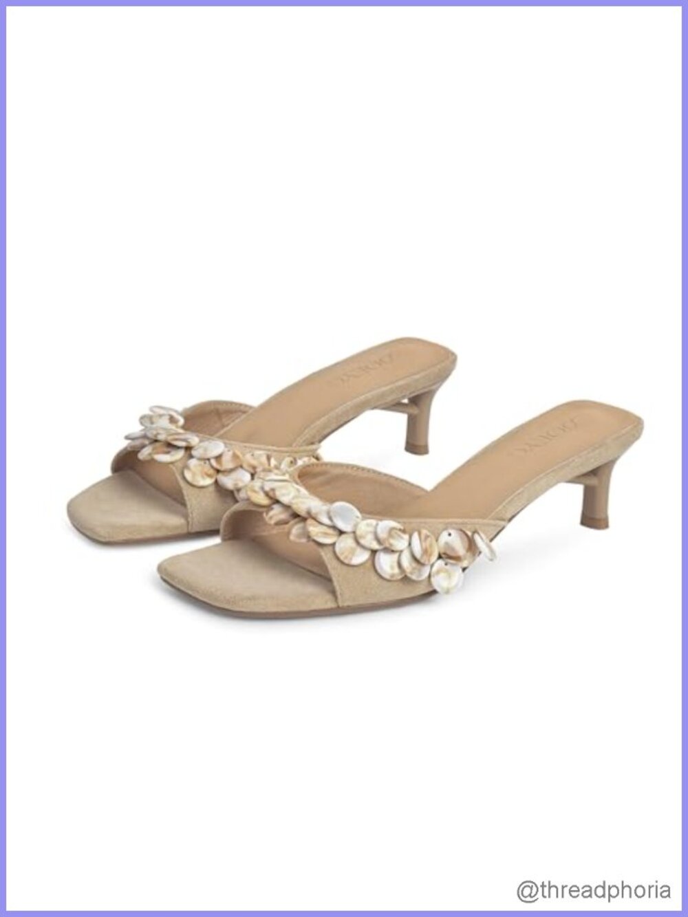 Women's Suede Kitten Heel Sandals Square Toe Slip On Mules Comfortable Dressy